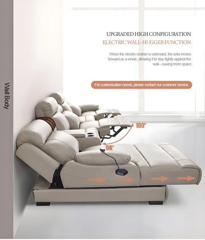 Hot Sale Modern Italian Single Electric Sofa Genuine Leather Multi-Functional Recliner with Metal Corner Combination