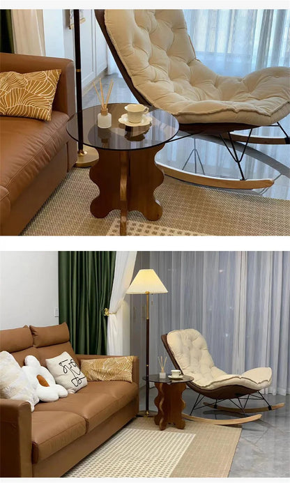 Table d'appoint de luxe légère en bois massif, Tables basses en verre nordique pour meubles de salon, Table d'angle pour petit appartement