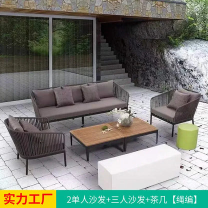 Outdoor Nordic Garden Sofas Hotel Balcony Combination Modern Garden Sofas Terrace Metal Furniture Divano Di Giardino MHHYSF
