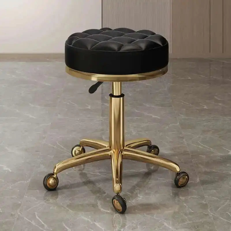 Barber Nail Salon Chair Swivel Wheels Rotating Salon Hair Stylist Barbershop Equipment Furniture Professional Rolling Silla