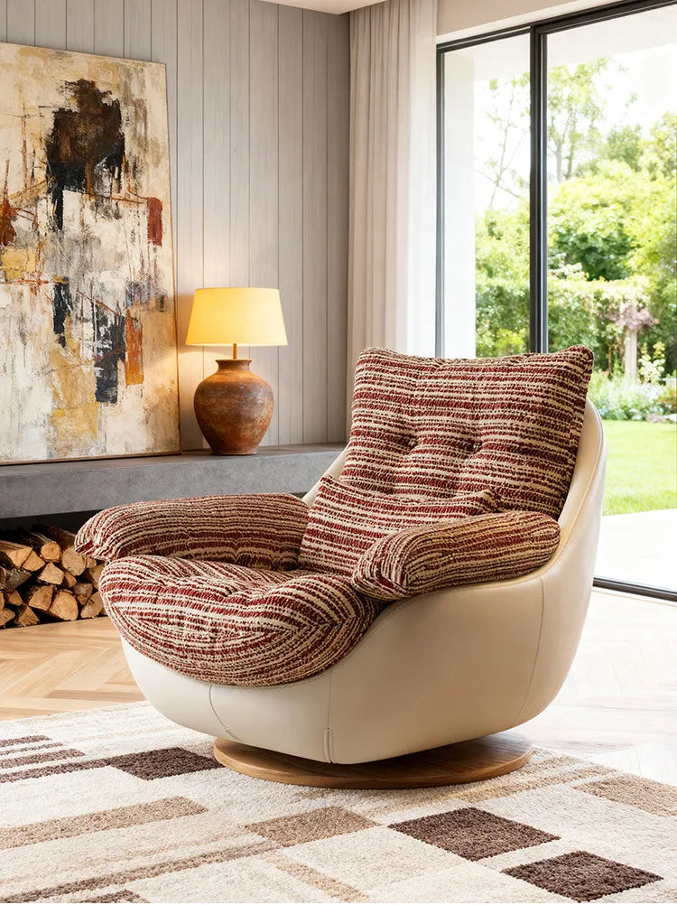 Medieval sofa chair light luxury high-end chair single rotating lazy leisure chair