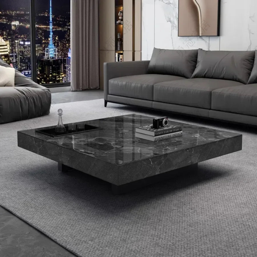 Marble Top Coffee Table Living Room Luxury Stone Rectangular Coffee Table Modern Topper Italian Table Home Furniture