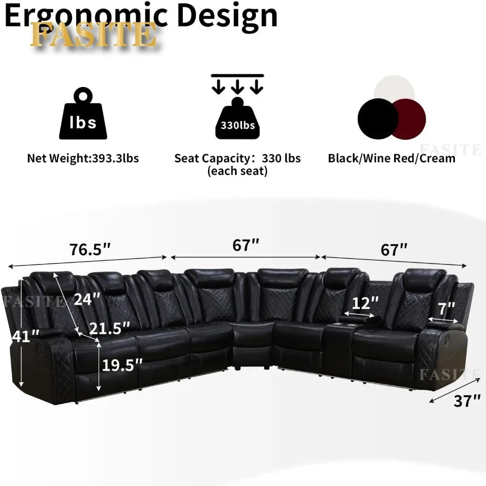 Nordic Power Recliner Sofa Sectional Couches with LED Light for Living Room