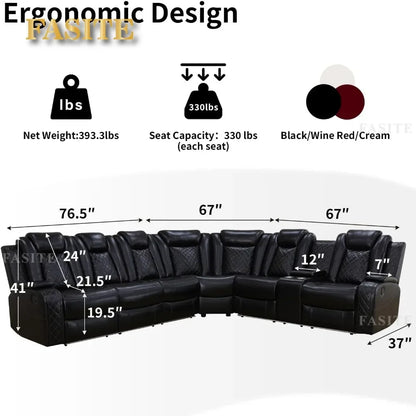 Nordic Power Recliner Sofa Sectional Couches with LED Light for Living Room