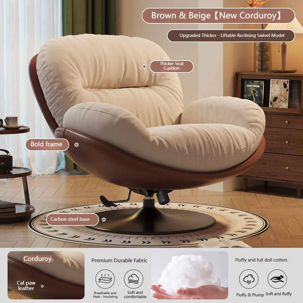 Luxury Living Room Lounge Chair Soft Reclining Home Relaxing Chair Adjustable Height Modern Bedroom Swivel Sofa Chairs Furniture