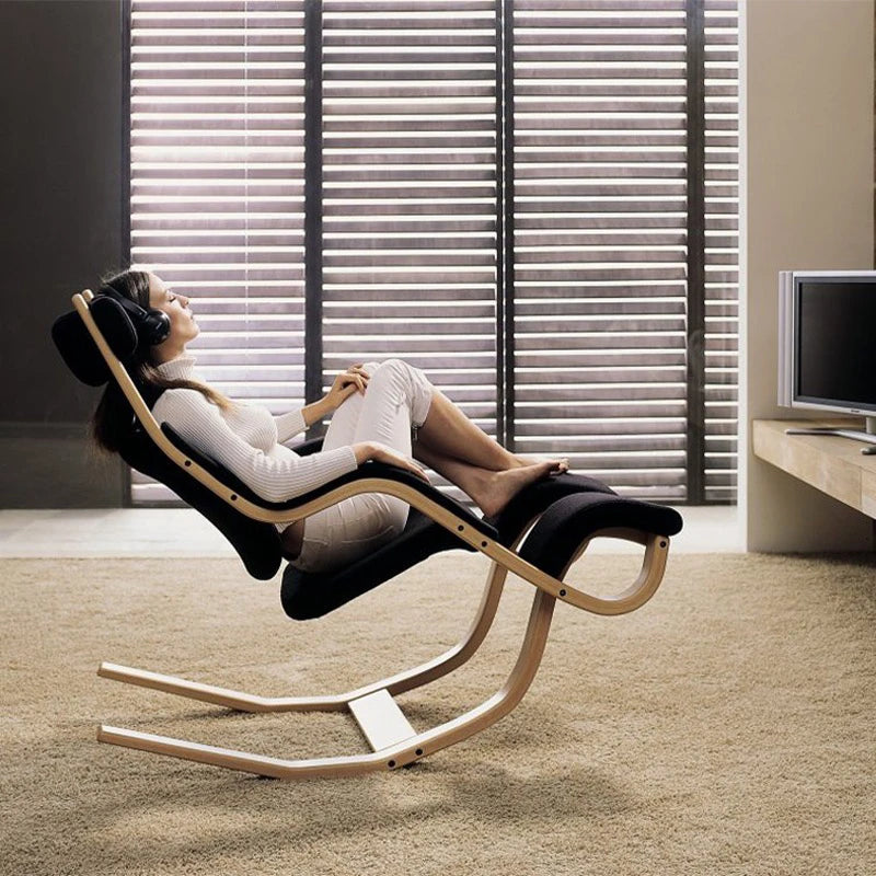 Lazy rocking chair balcony leisure chair household living room solid wood recliner