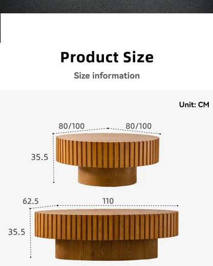 SS Modern Wooden Coffee Table Round Black With Solid Wood Veneered, Circle Center Table Accent Tea Table For Living Room Apartme