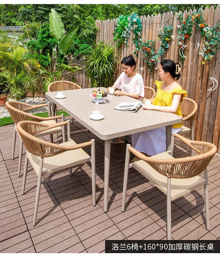 Outdoor table and chair courtyard villa leisure open-air balcony rattan chair Internet celebrity waterproof sunscreen garden