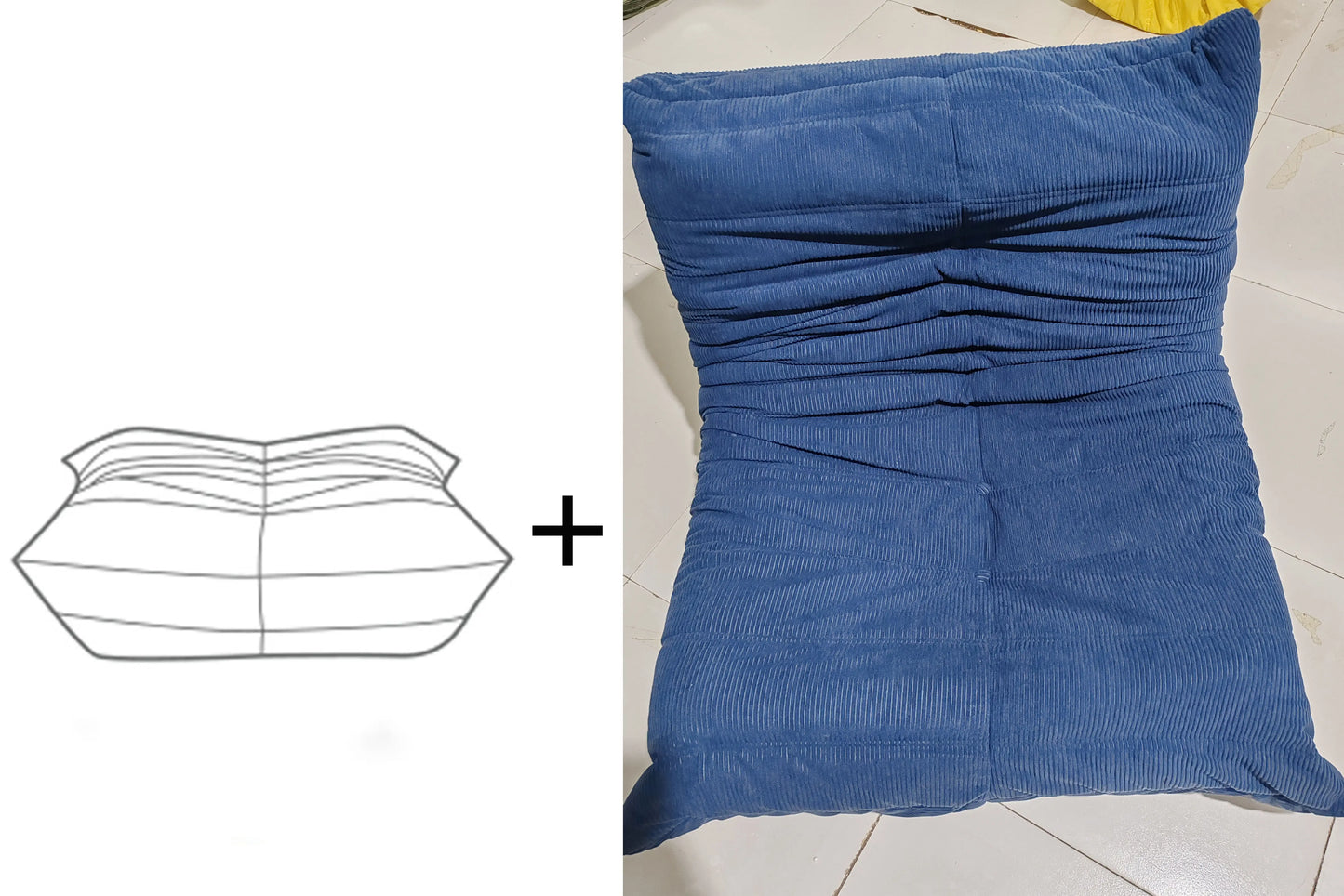 Lounge Bean Bag Chair for Adult Armless Lazy Floor Sofa Fireside Chair for Living Room Gaming Room Bedroom Soft Corduroy Couch