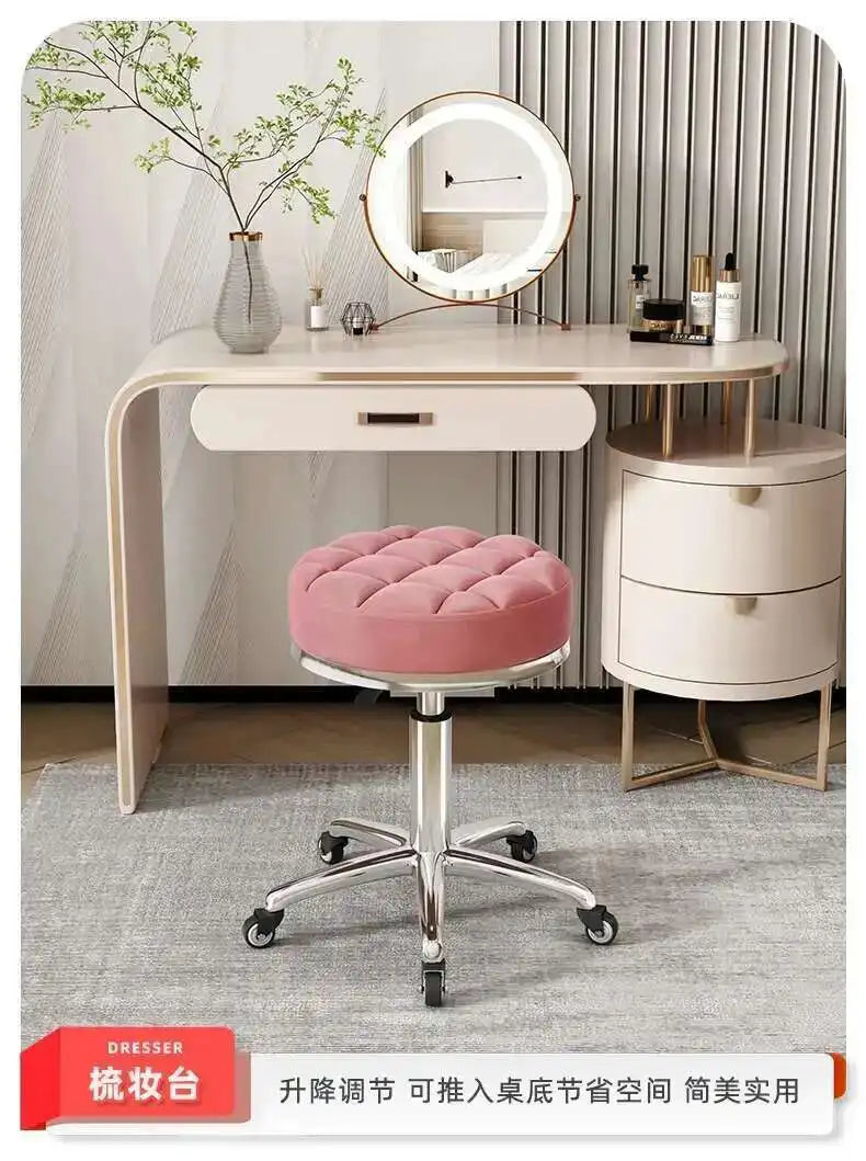 Barber Nail Salon Chair Swivel Wheels Rotating Salon Hair Stylist Barbershop Equipment Furniture Professional Rolling Silla