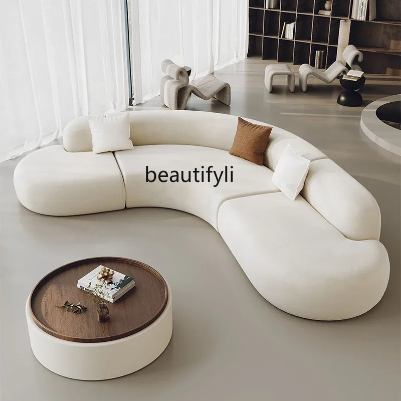 L-shaped corner curved special-shaped sofa small apartment beauty salon hotel office lobby lounge area reception