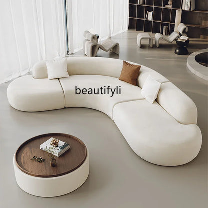 L-shaped corner curved special-shaped sofa small apartment beauty salon hotel office lobby lounge area reception