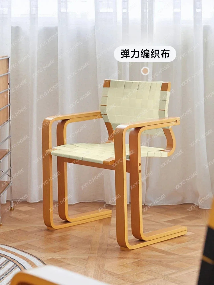 Danish Design Mid-Ancient Dining Chair Solid Wood Armrest Armchair Subnet Red Ins Simple Desk Chair