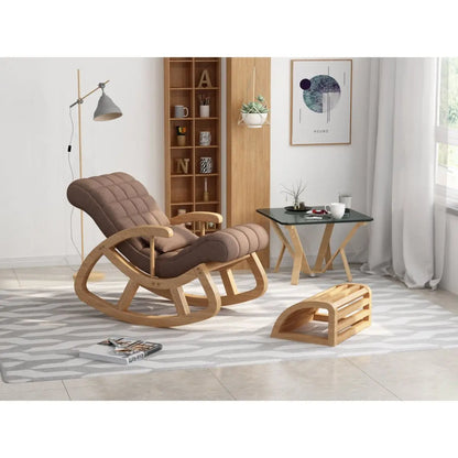 Solid wood rocking  leisure adult solid wood recliner nap chair balcony lazy sofa rocking  for middle-aged and e