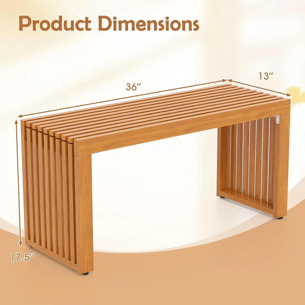 Banc de patio en bois d'acacia, banc d'extérieur en bois à lattes de 36 po pour 2 personnes, capacité de 800 lb, sièges sans dossier pour l'extérieur, personnalisable