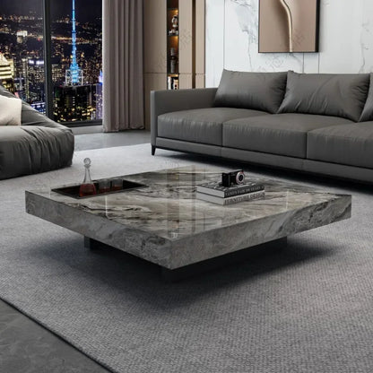 Marble Top Coffee Table Living Room Luxury Stone Rectangular Coffee Table Modern Topper Italian Table Home Furniture