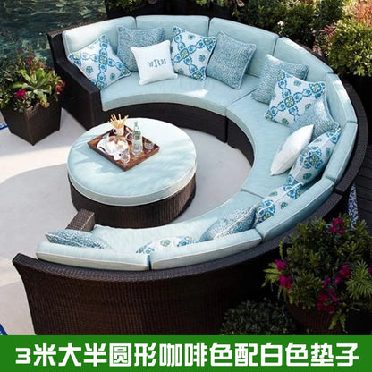 Outdoor circular rattan combination hotel curved living room sofa
