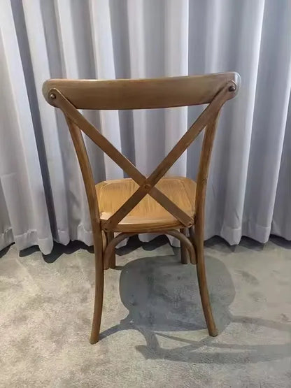 Stackable Natural Wood Grain Cross Back Chair for Outdoor Events Party Wedding