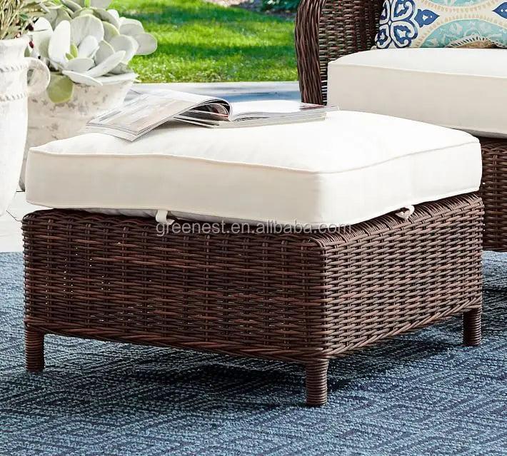 Garden Cheap Outdoor Ottoman Round Wicker Footstool