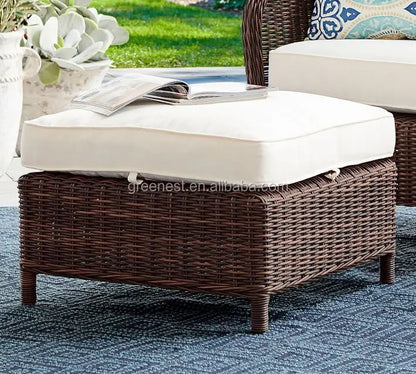 Garden Cheap Outdoor Ottoman Round Wicker Footstool