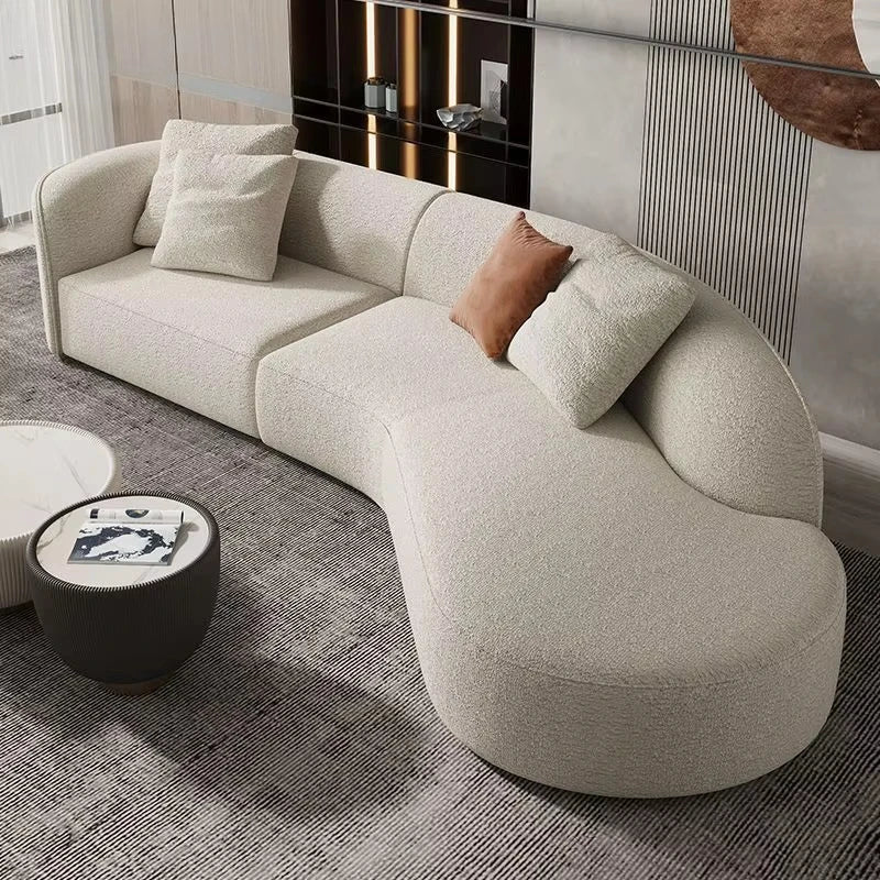White Modern Couch Living Room 3 Seater Relax Sofas Furniture Modernos Boucle Living Room Luxury Modular Curved Sofa for Home