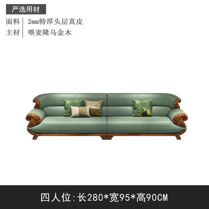 Leather sofa combination first layer cowhide modern new Chinese living room solid wood sofa furniture