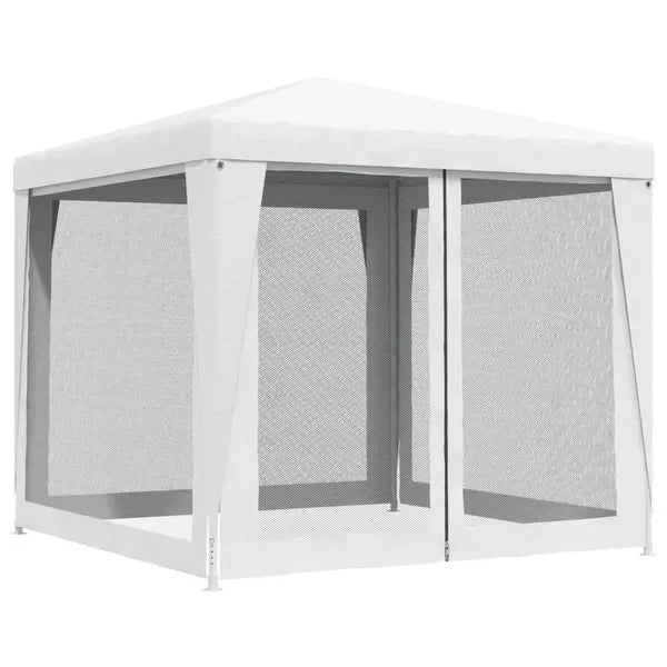 8.2x8.2ft Waterproof Outdoor Canopy Tent, White Party Tent 4 Mesh Side Walls, Sun Shelter Wedding, Patio, Camping & Gathering