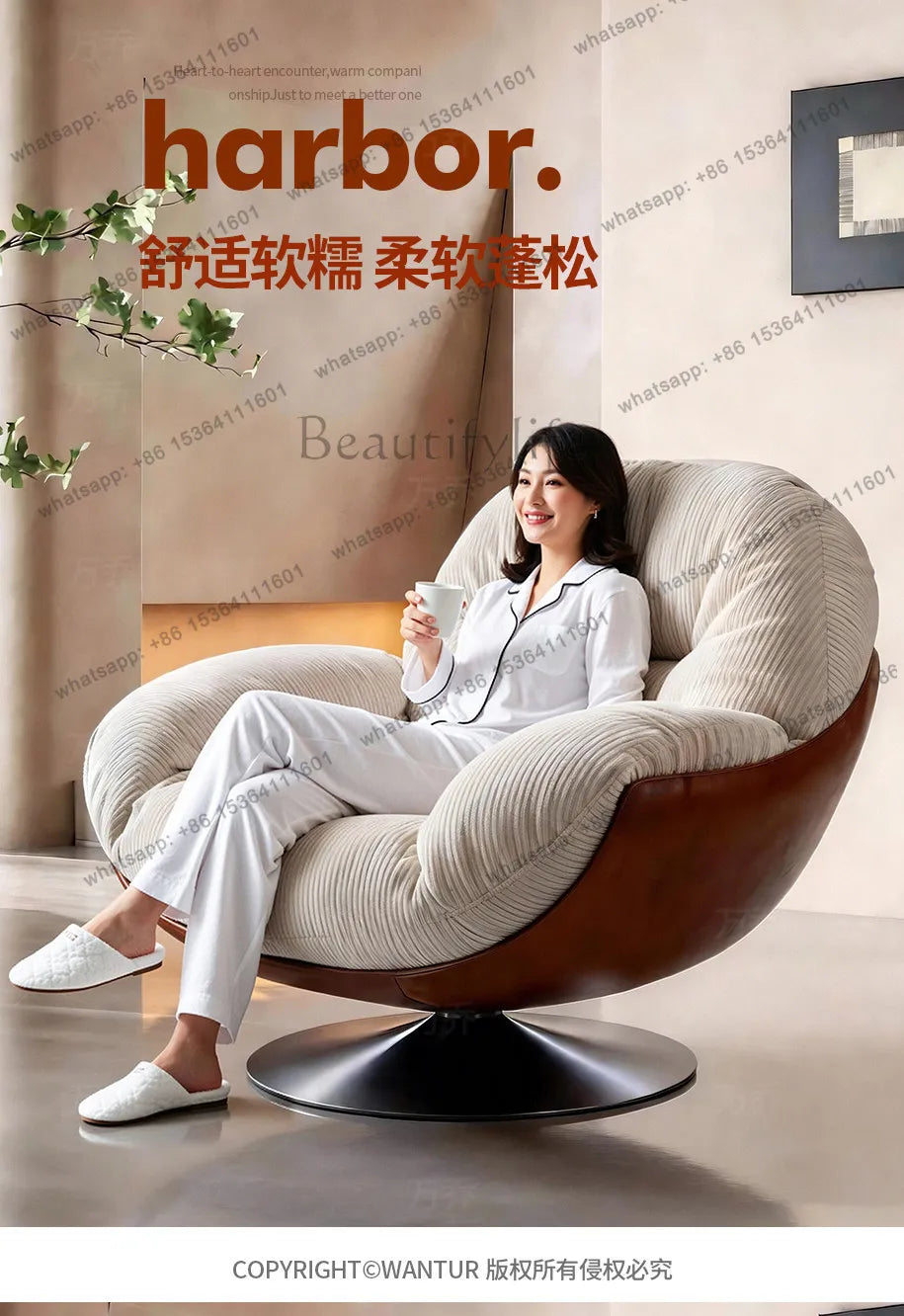 yj9 Medieval sofa chair living room balcony household light luxury high-end nest chair fabric single rotation