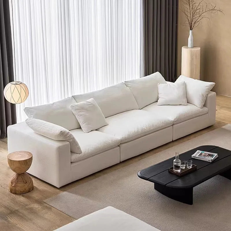 Modern Luxury White Down Feather Cloud Sofa Bed U Shape Modular Cloud Couch Sectional Sofa