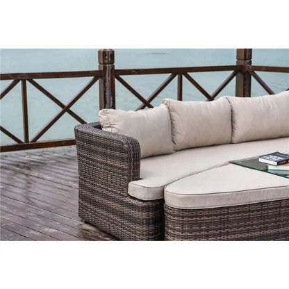Modern outdoor patio and garden furniture set waterproof rattan lounge sofa bed and hotel park chair