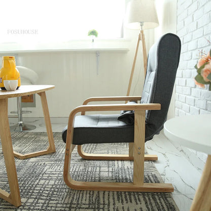 Solid Wood Living Room Designer Leisure Chair Balcony Bedroom Dormitory Fold Recliner Home Furniture Office Backrest Armrests