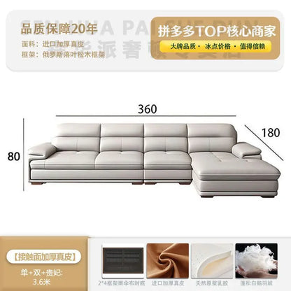 Italian leather sofa modern simple living room left and right concubine small apartment Nordic leather sofa combination