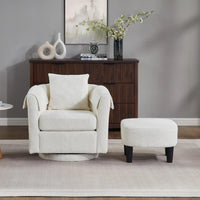 42" W Oversized Swivel Barrel Chair with Storage Ottoman, Modern Upholstered Accent Chair, Comfy Round Swivel, Customized