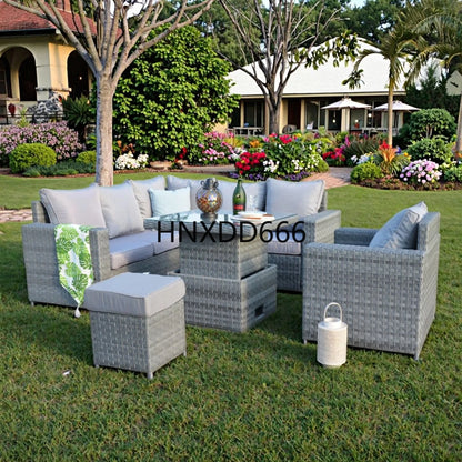 yss Factory Direct Sell Garden Corner Set Modern Wide Rattan Furniture Outdoor Lounge Sofa Set with Lift Table