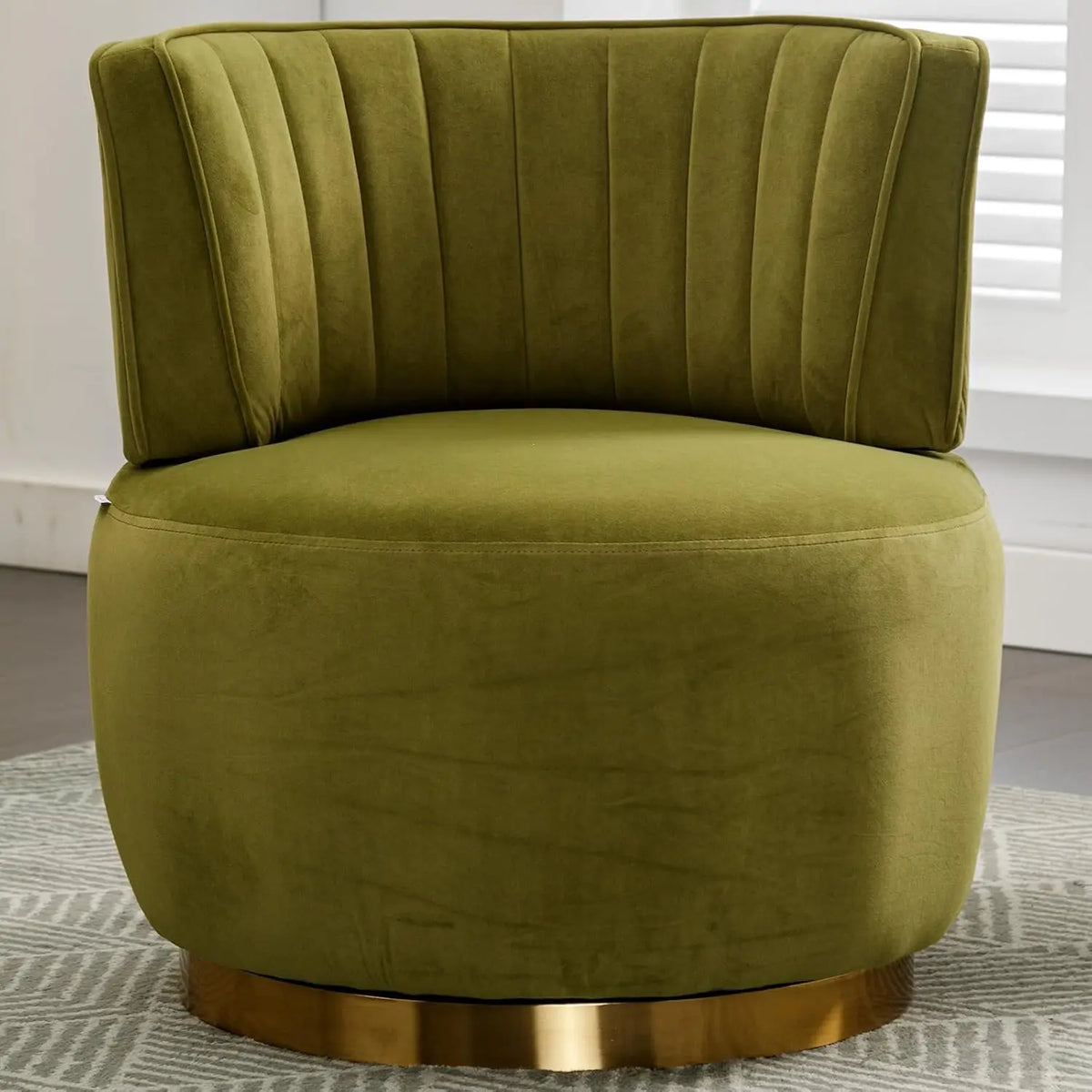 Swivel Barrel Chair, Black Velvet Modern Accent Chair, Round Upholstered Comfy Side Chair, Sherpa Chair With Gold Base For Nurse
