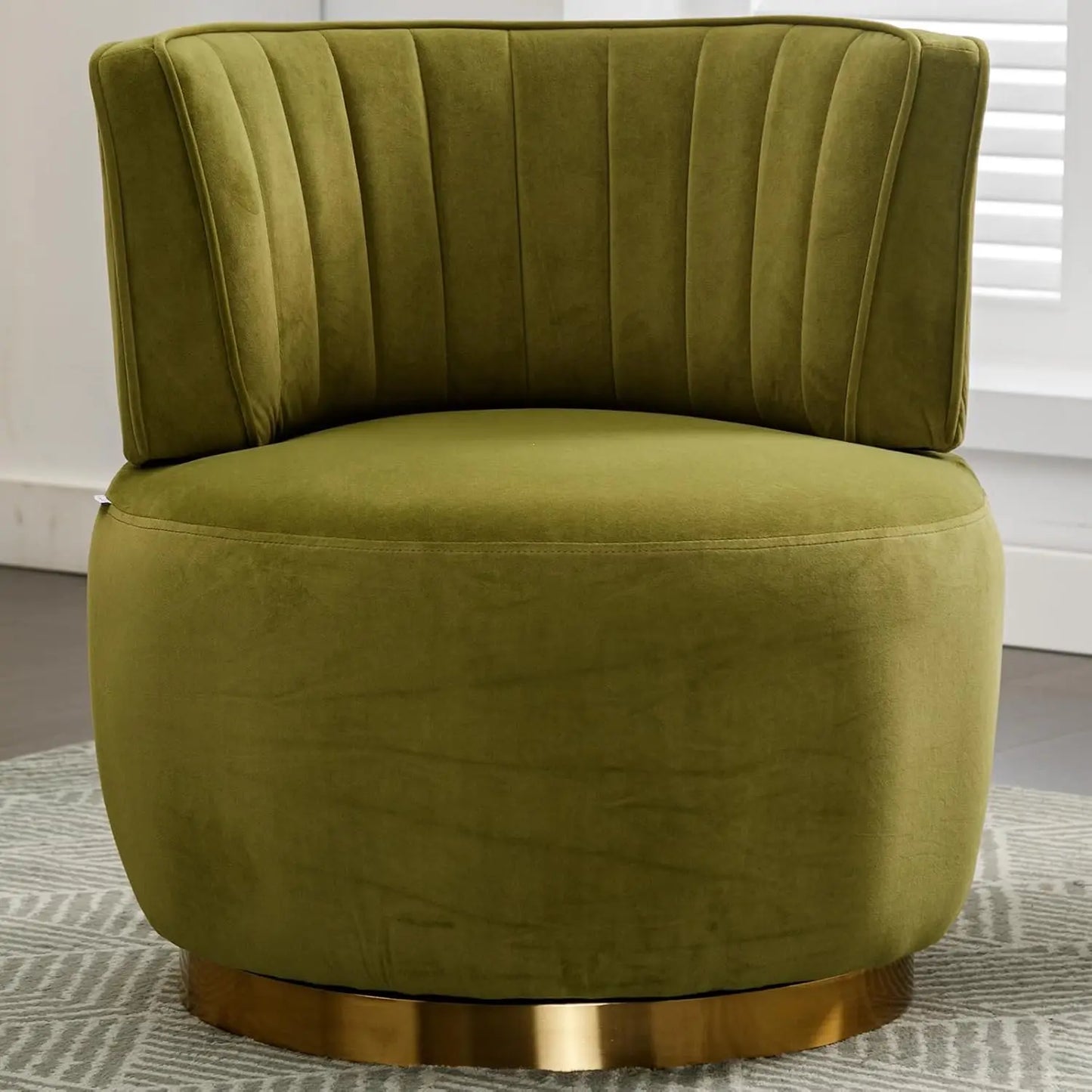 Swivel Barrel Chair, Black Velvet Modern Accent Chair, Round Upholstered Comfy Side Chair, Sherpa Chair With Gold Base For Nurse
