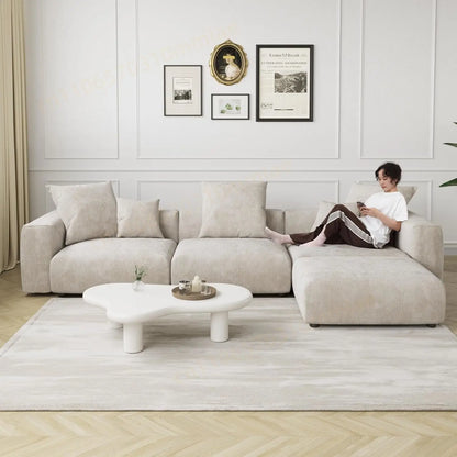 DIGGERA 181" Oversized Compressed Sofa Boneless Couch Modular Sofas for Living Room Huge 4-Seats Sectional Couches with Chaise