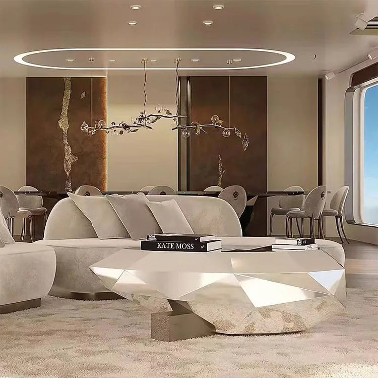 LJYStainless steel light luxury creative special-shaped coffee table high-end model house villa living room art coffee table