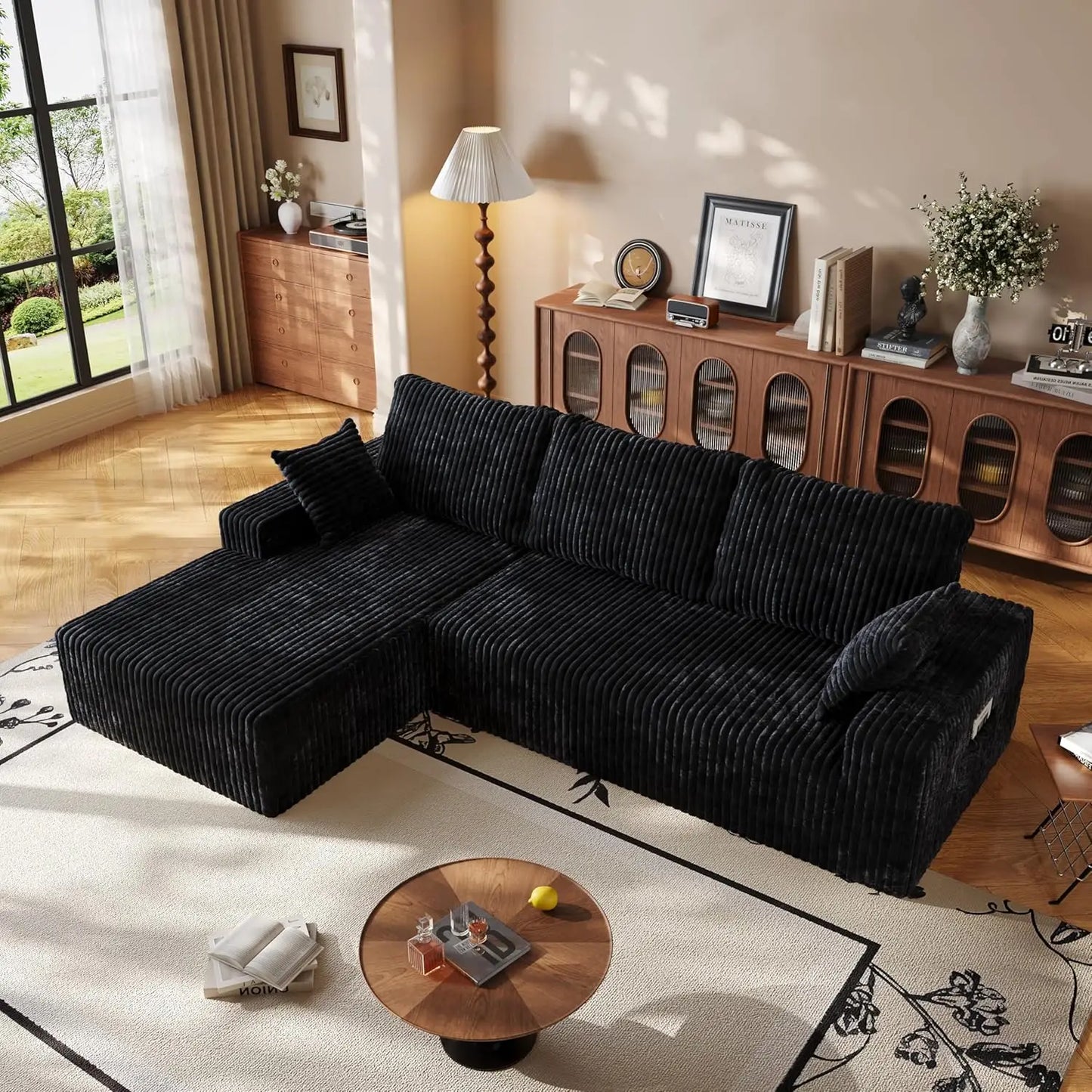 108" Cloud Sectional Couch with L-Shape Chaise,4 Seat Modern Modular Sofa with Deep Seat,Upholstered Couches for Living Room Bed