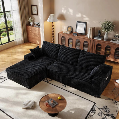 108" Cloud Sectional Couch with L-Shape Chaise,4 Seat Modern Modular Sofa with Deep Seat,Upholstered Couches for Living Room Bed