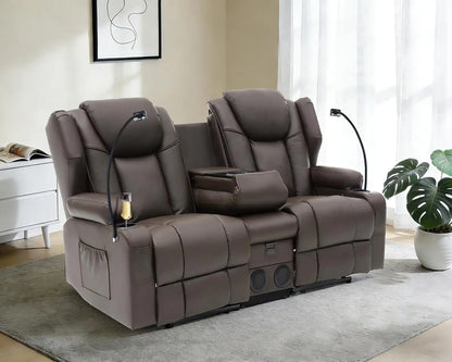 Massage Recliner Loveseat,Manual Oversize Reclining Lovesea Sofa with Cup Holders, USB Ports, Bluetooth Speaker and, Customized
