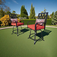 Outdoor Swivel Bar Stools Set of 2, Metal Outdoor Swivel Bar Chairs, Black