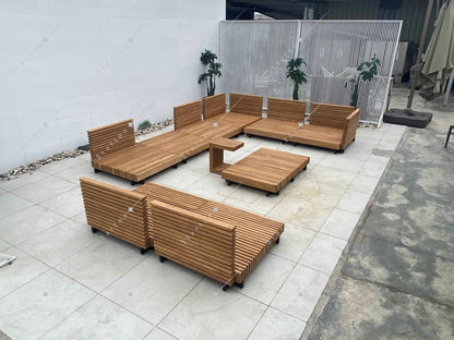European Contemporary Teak Sofa Set Outdoor Furniture for Living Room Courtyard Hotel Villa Bedroom Park