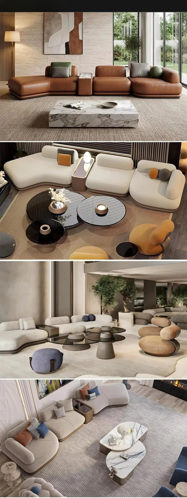 Italian Leather Corner Sofa Set Furniture Living Room Modular Sectional Leather Curved Sofas for Home Living Room