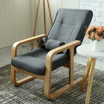 Solid Wood Living Room Designer Leisure Chair Balcony Bedroom Dormitory Fold Recliner Home Furniture Office Backrest Armrests