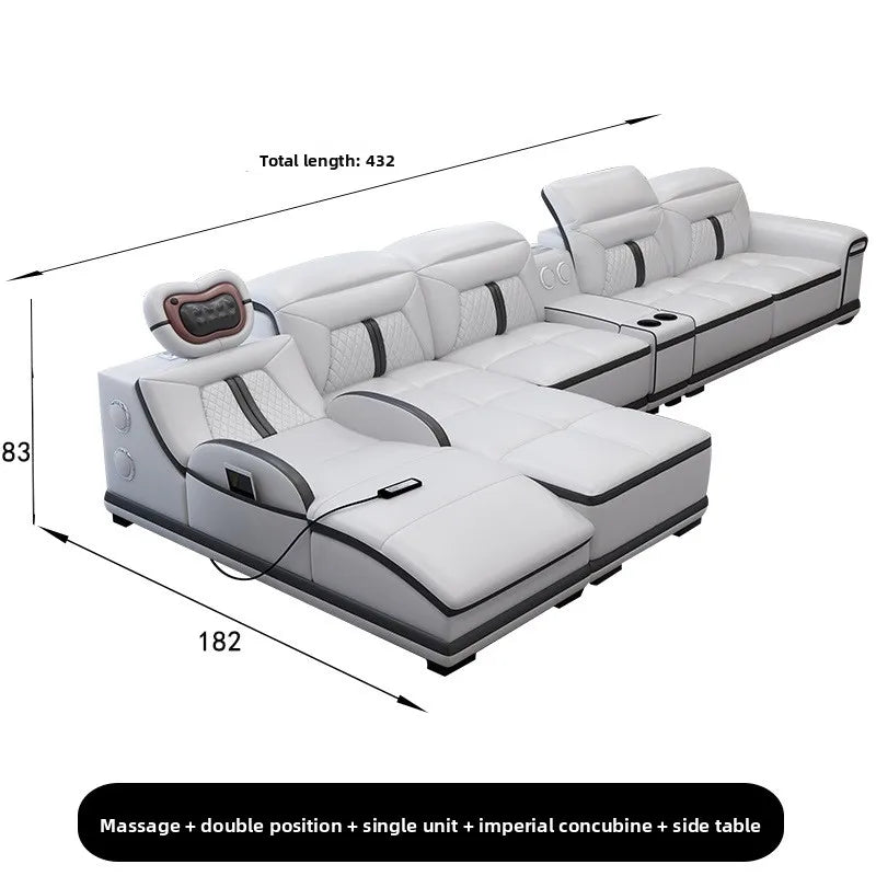 Electric Recliner Sofa with Massage Function Modern Minimalist Sectional Sofa for Large Living Room Smart Multi Functional Couch