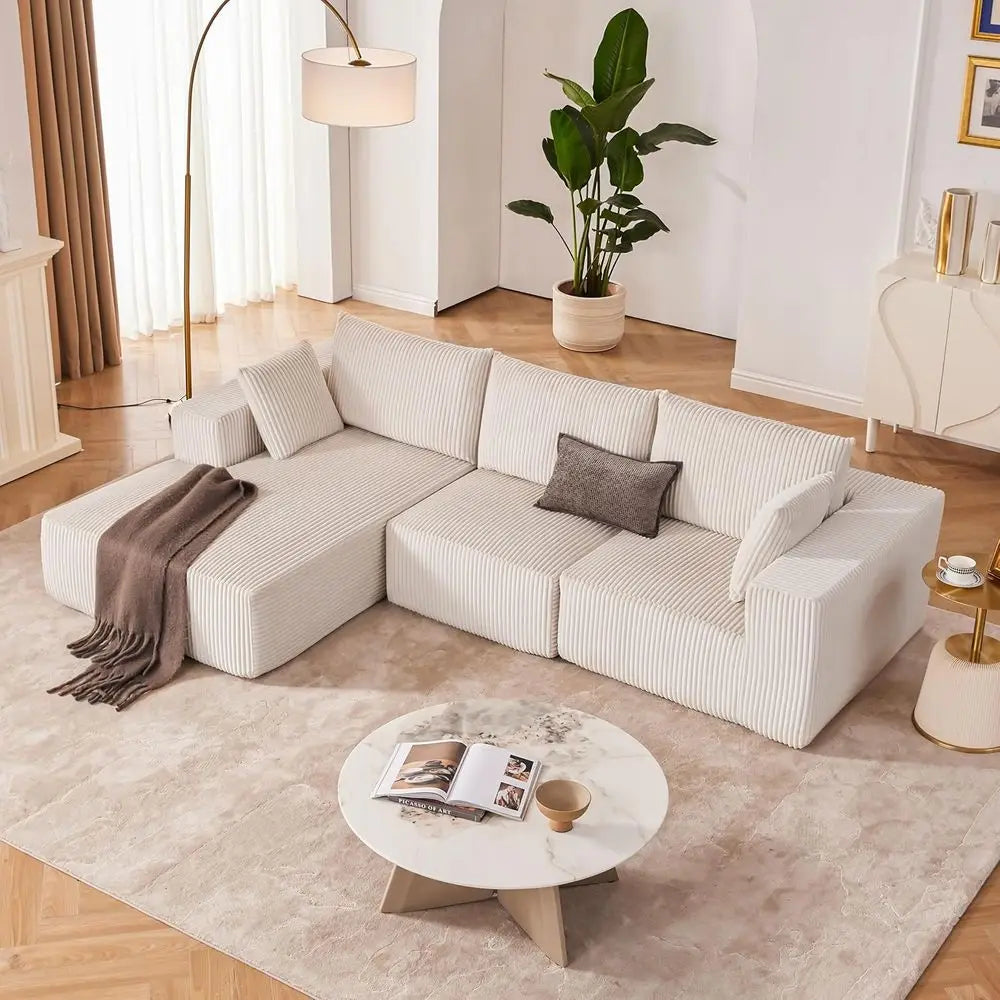 Modular Sectional Sofa, Cloud Couch with Deep Seat, Modern L-Shape Sofa with Chaise, Upholstered Couches for Living Room Bedroom
