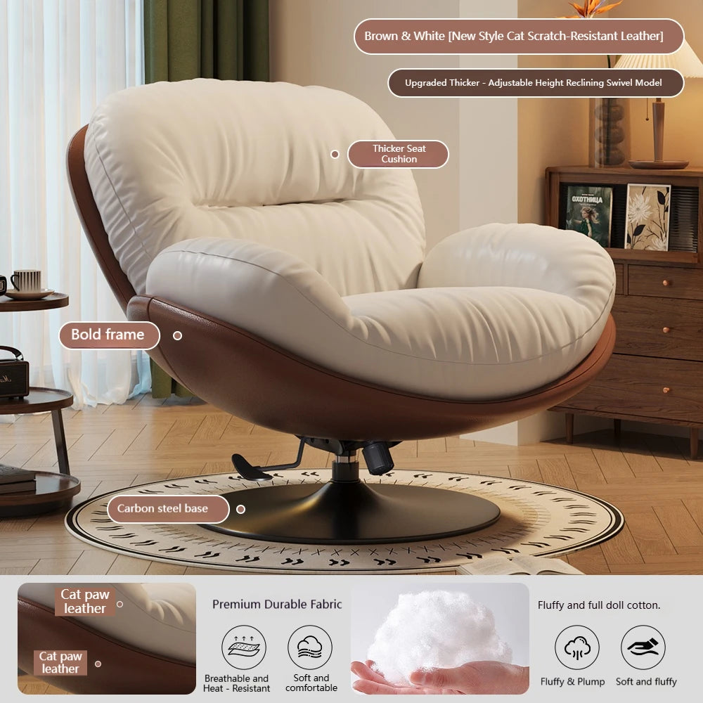 Luxury Living Room Lounge Chair Soft Reclining Home Relaxing Chair Adjustable Height Modern Bedroom Swivel Sofa Chairs Furniture