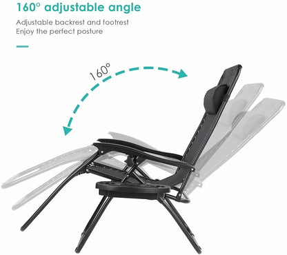 Homfa Garden Sun Lounger Set with Table Folding Adjustable Zero Gravity Recliner Chair Seat Indoor/Outdoor