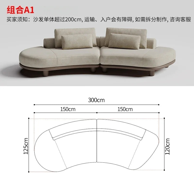 B73 Italian wabi-sabi palm beach fabric sofa living room modern simple curved light luxury, reception sofa